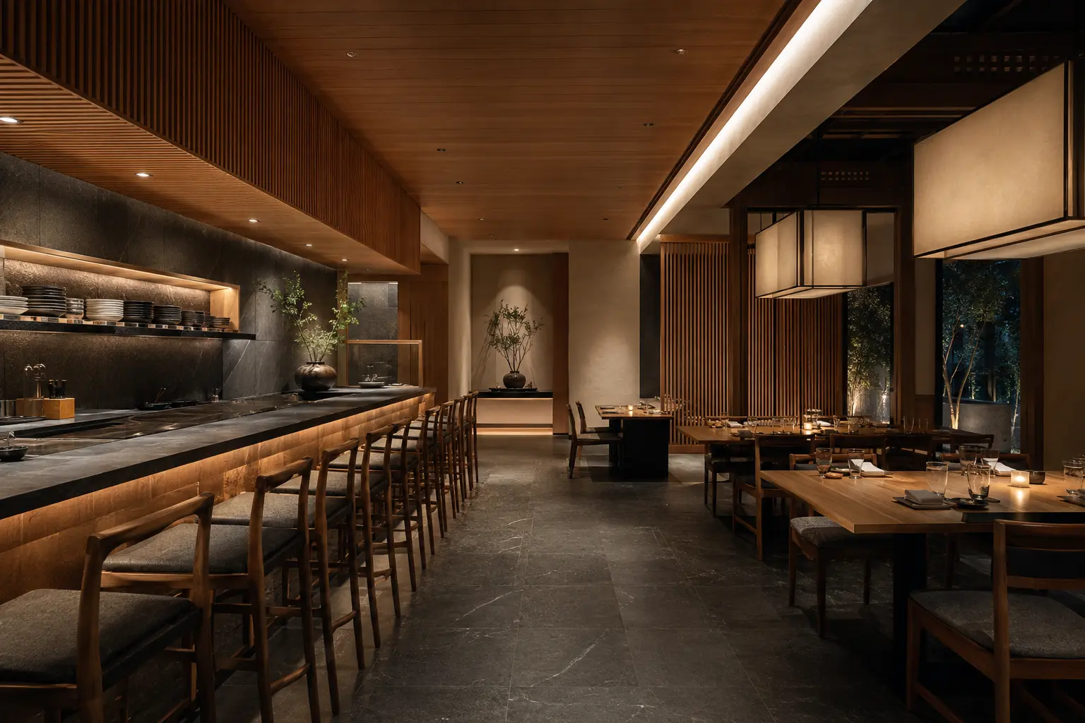 Contemporary Japanese restaurant interior concept